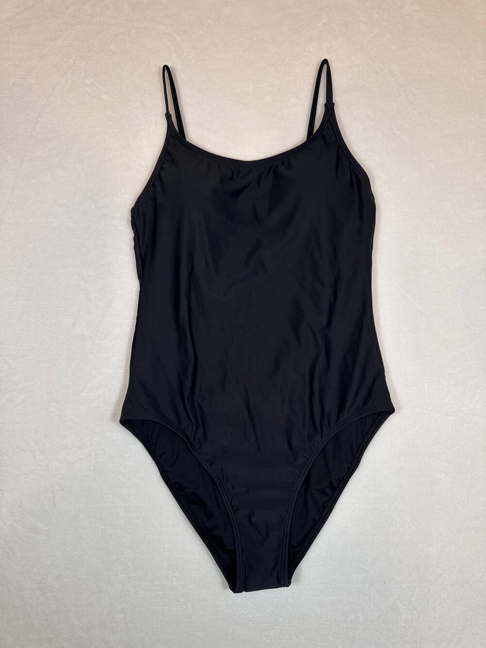 NWT Quince Black Scoop Neck One Piece Bathing Suit Size Small